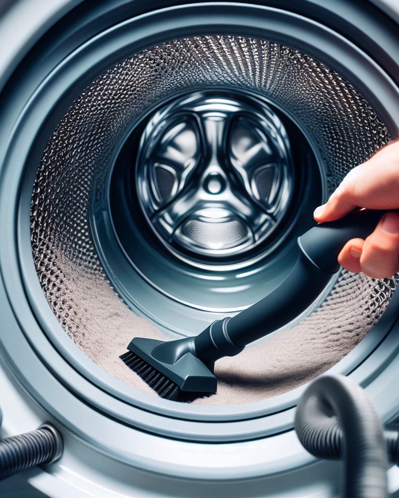 Cleaning Washing Machine with Vacuum Cleaner