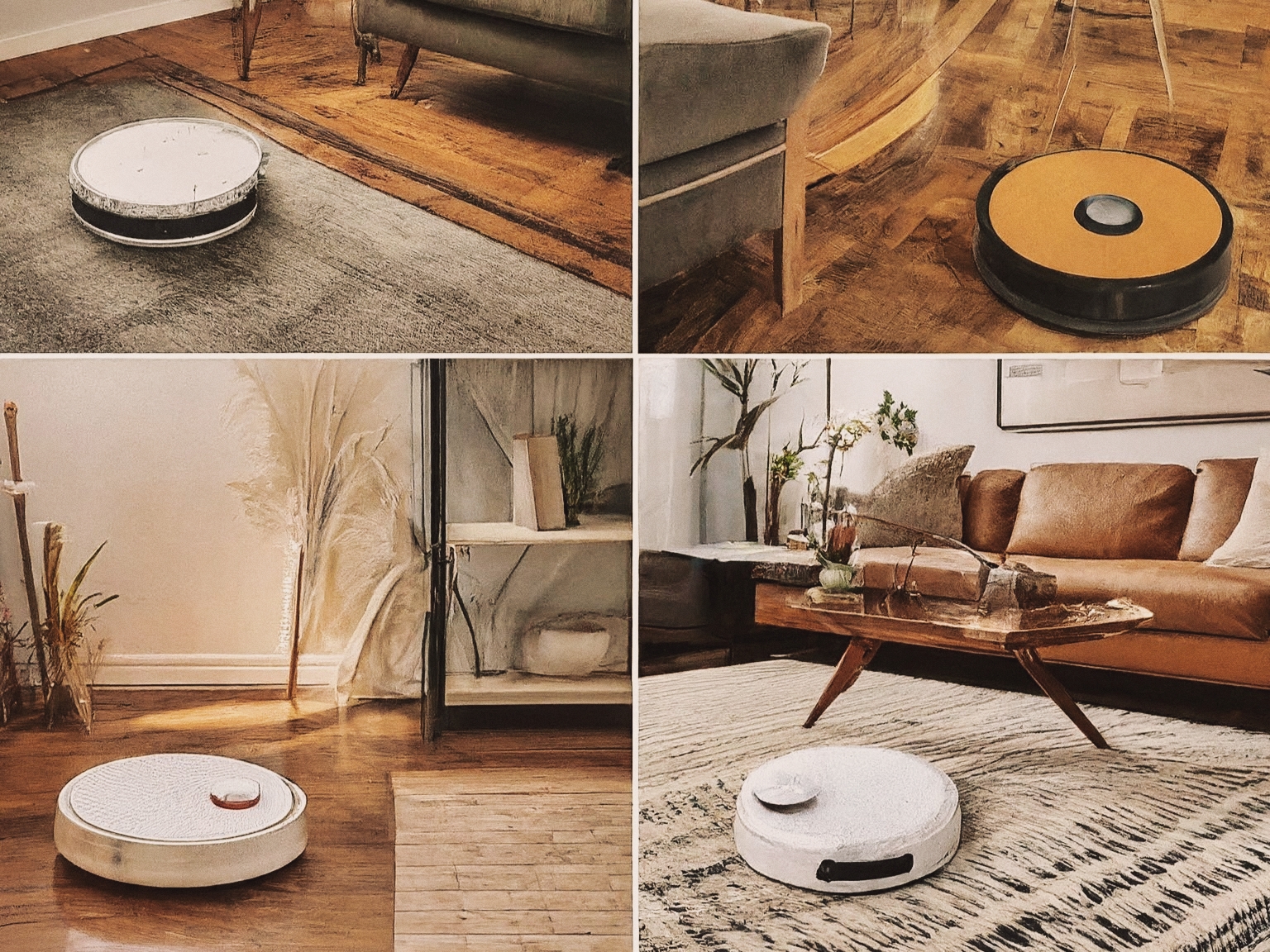 Robot Vacuum Cleaner Cleaning Different Types of Floors